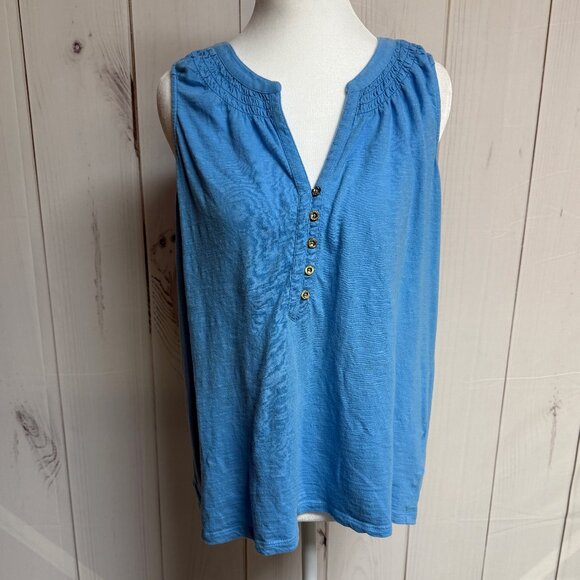 Lilly Pulitzer Essie Tank Top Blue Size Large Style 001454 Sleeveless EUC - Picture 1 of 9